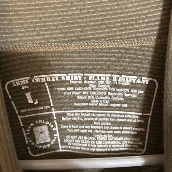 US ARMY Combat Flame Resistant Team Soldier Multicam Shirt Men Large OCP Camo - Picture 5 of 9